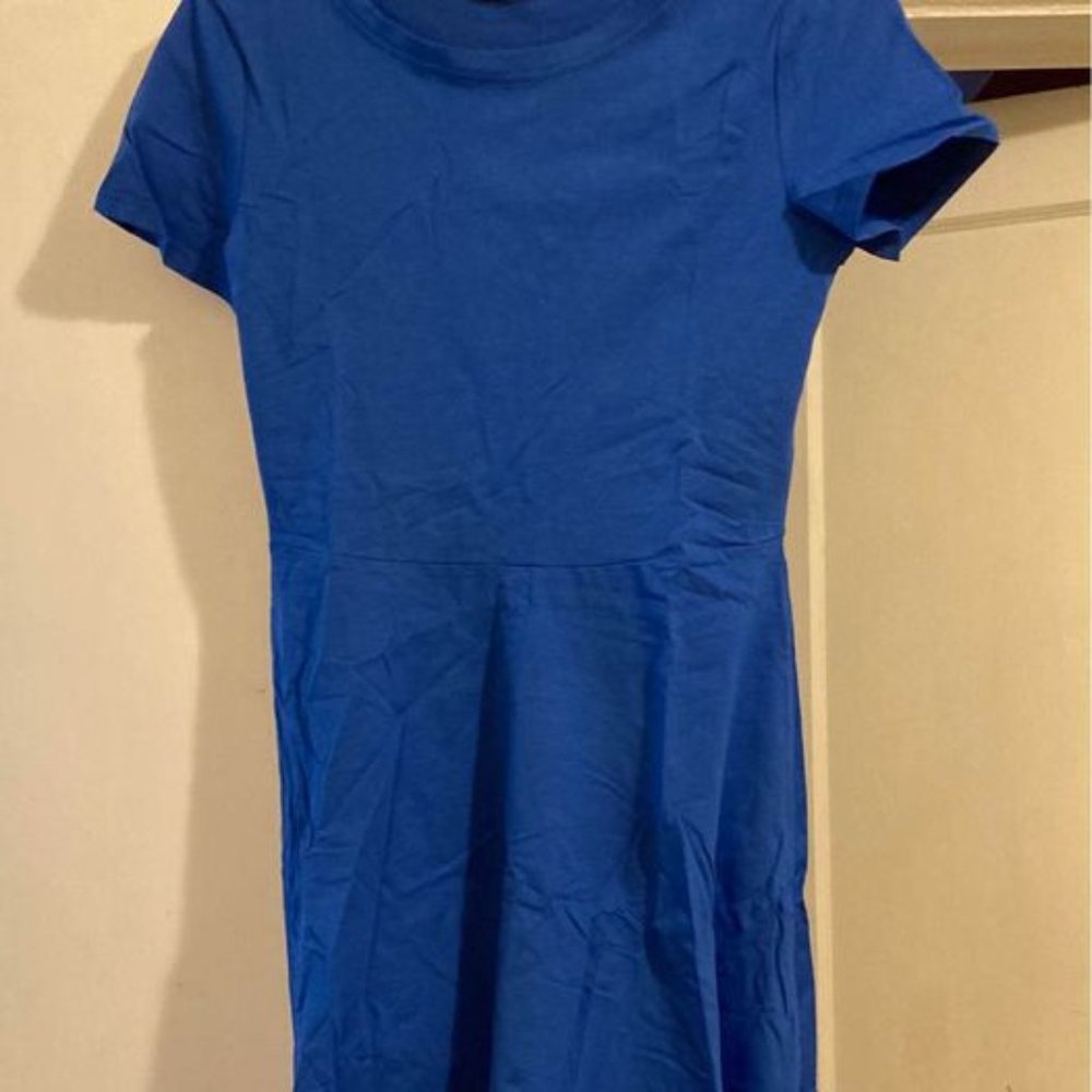 Small Blue A-line Cotton Dress